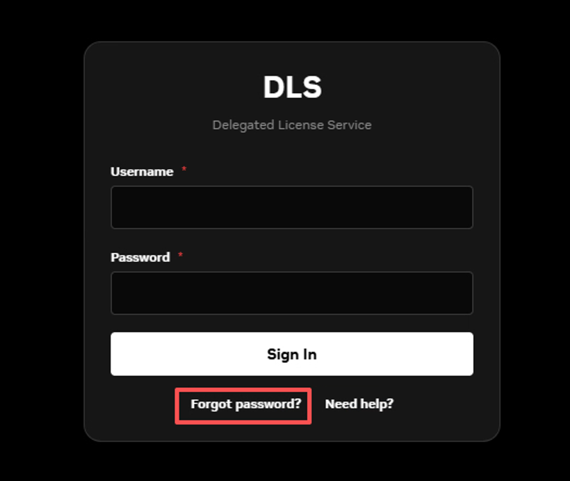 DLS 登录页点击 Forgot password?