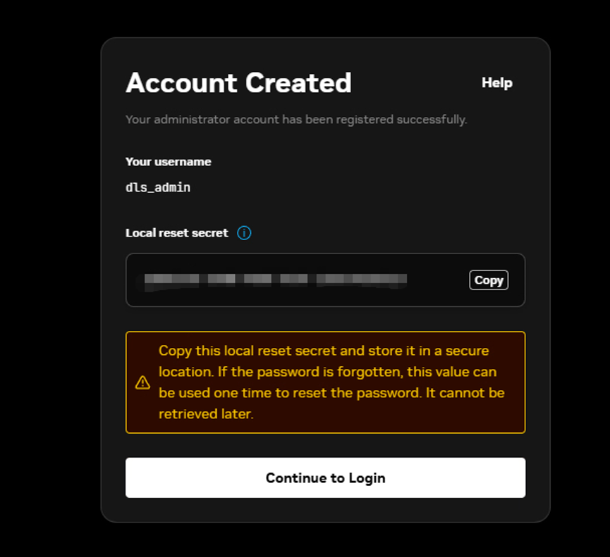 初始化时生成的 Local reset secret